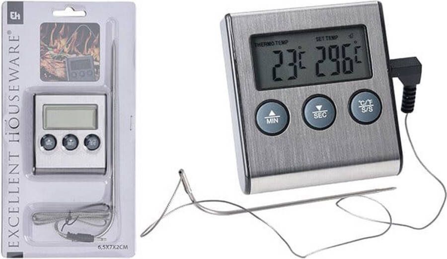 Merkloos Sans marque Excellent Houseware vleesthermometer digitaal 1m snoer met prikker BBQ thermometer
