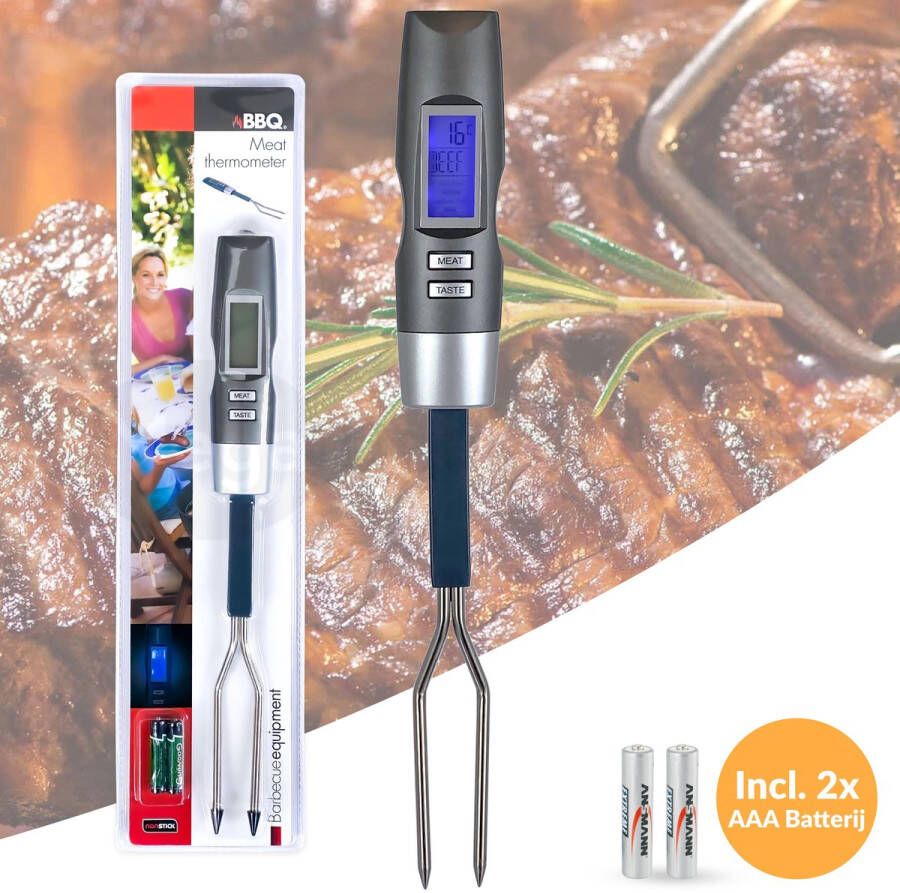 Merkloos Sans marque Vleesthermometer Digitaal BBQ Thermometer Oventhermometer Incl. Batterijen RVS
