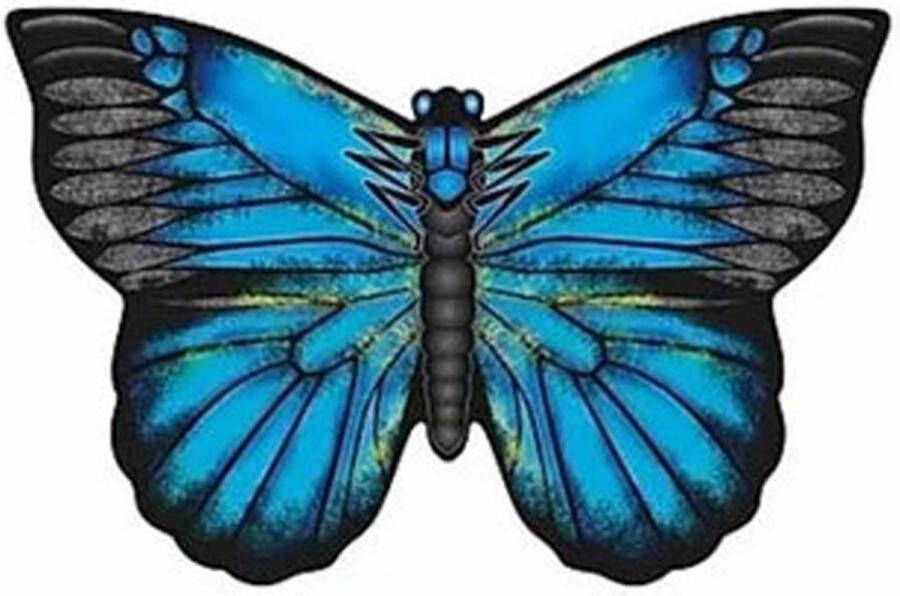Vlieger vlinder blauw 71 cm breed wijd nylon