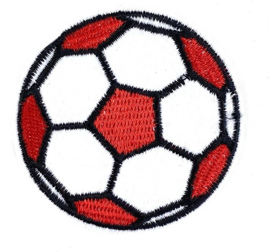 MegaMooi.nl Voetbal Soccer Bal Strijk Embleem Patch 6.5 cm 6.5 cm Rood Wit