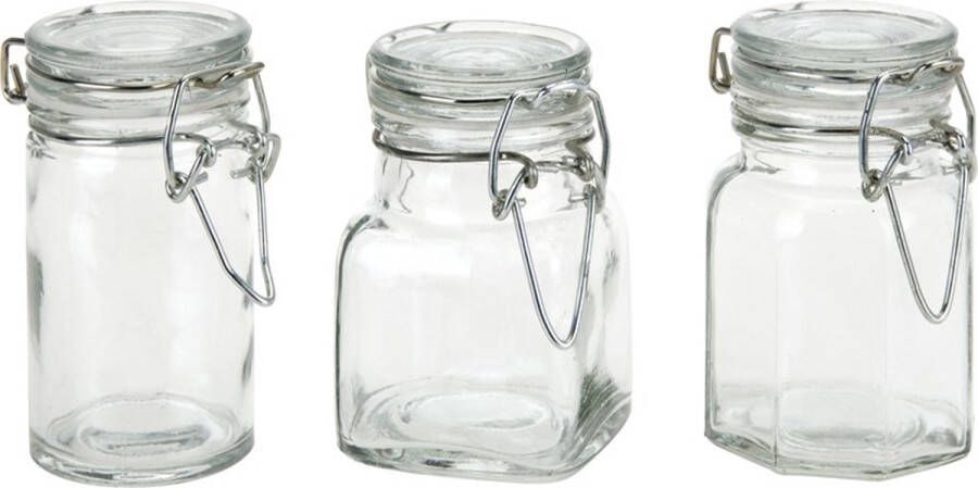 Voorraadpot glas 60ml 5x5x9cm (1 stuk) assorti