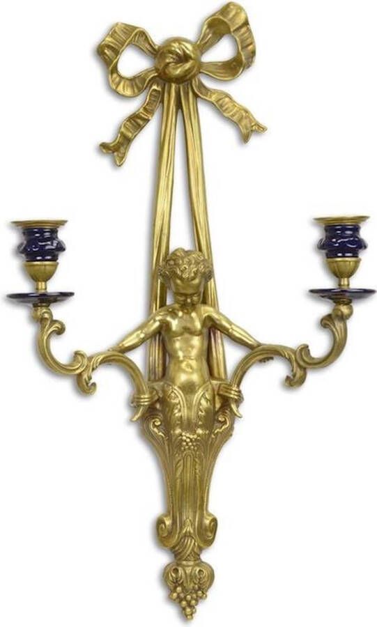Merkloos Sans marque Wandkandelaar kandelaar 2 kaarsen brons porselein 54 6cm lang