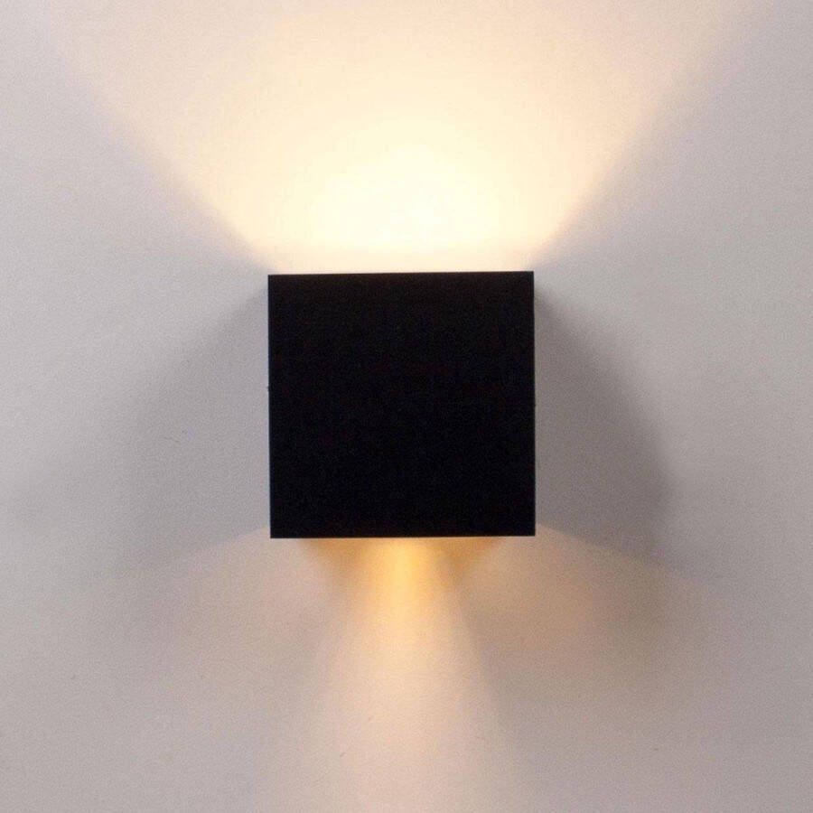 Merkloos Sans marque Wandlamp – kubus lamp – Buitenlamp- voor binnen en buiten – zwart – industrieel – led lamp – 10×10 cm – 12 watt CPKG