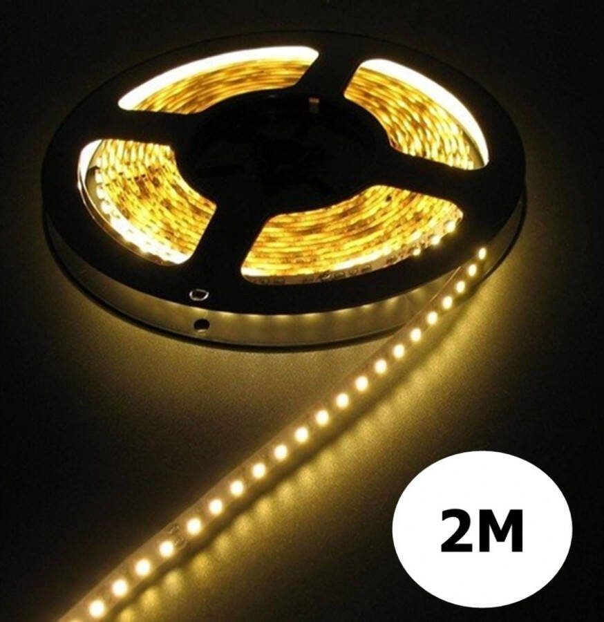 Warm Wit 12V LED Strip 60LED M IP20 SMD3528 2 Meter (Adapter en koppelstekkers niet inbegrepen)