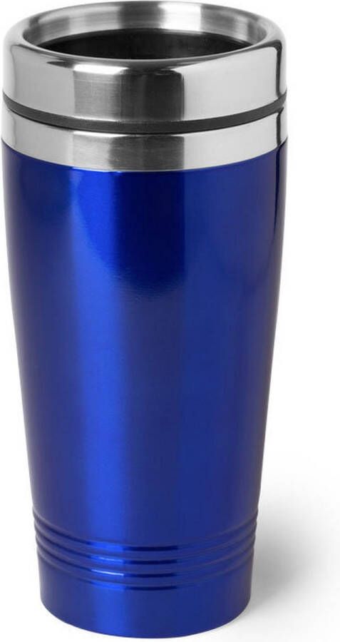 Merkloos Sans marque Warmhoudbeker warm houd beker metallic blauw 450 ml RVS Isoleerbeker thermosbekers reisbekers voor onderweg