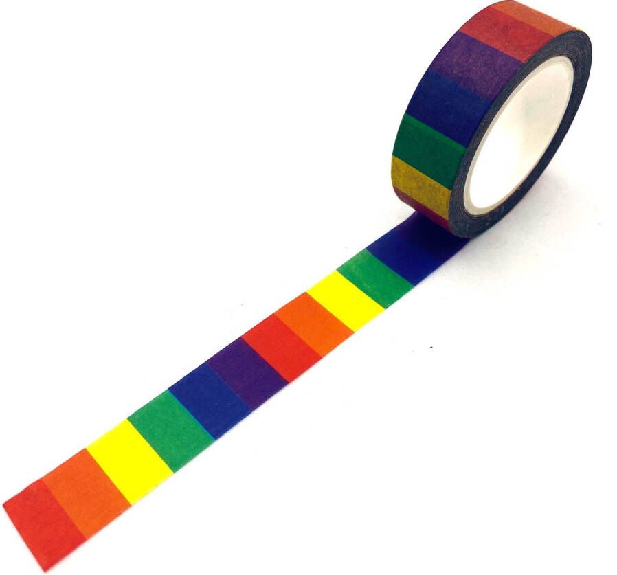 Merkloos Sans marque Washi Tape Masking Tape | Rainbow Regenboog | Bullet Journal | rol van 10 meter x 15 mm