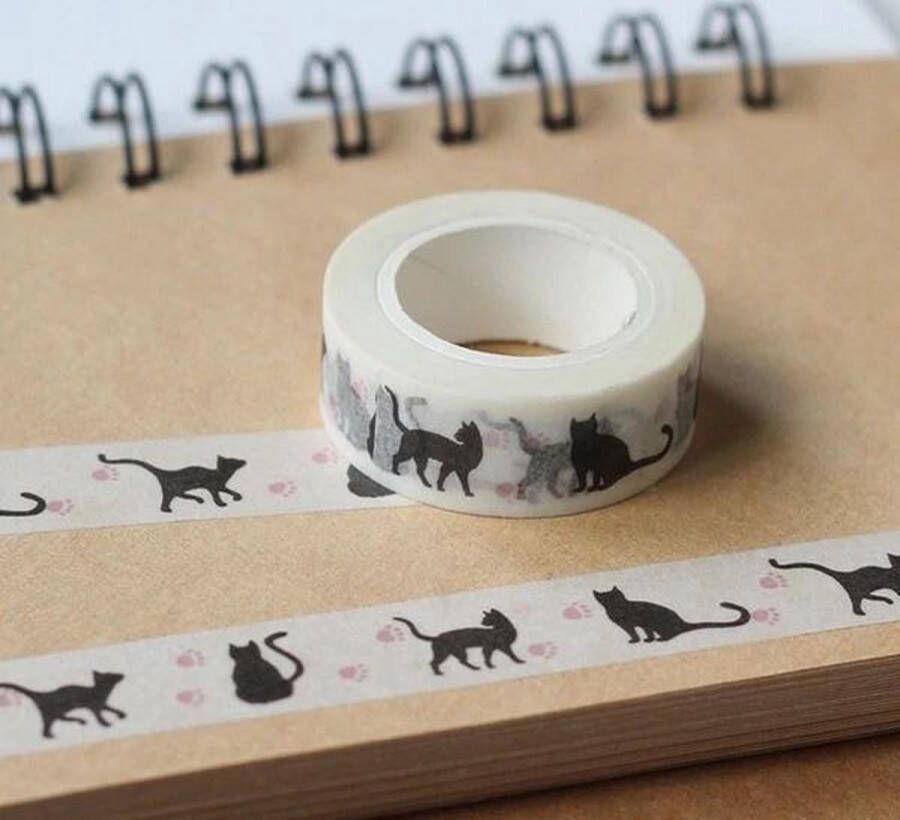 Merkloos Sans marque Washi Tape Poes 1 5 cm Breed Washi Papier Washi Tape Kat