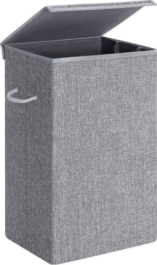 Merkloos Sans marque wasmand 85 L wasgoedcollector van imitatielinnen waskist met magnetische deksel en handvatten opvouwbaar waszak afneembaar grijs LCB01G
