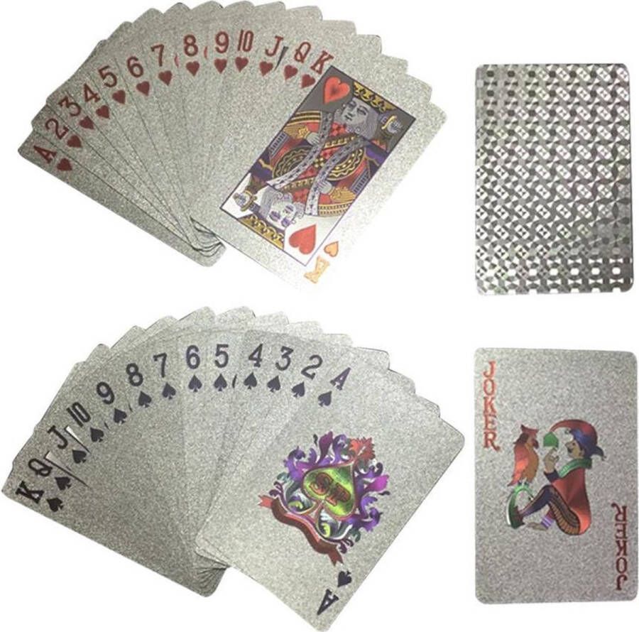 Merkloos Sans marque Waterdichte Speelkaarten Zilver Kaarten Waterbestendig Poker Blackjack Patience Spelletjes Kaarten Truukjes Outdoor Kaarten Set Plastic Zilverfolie