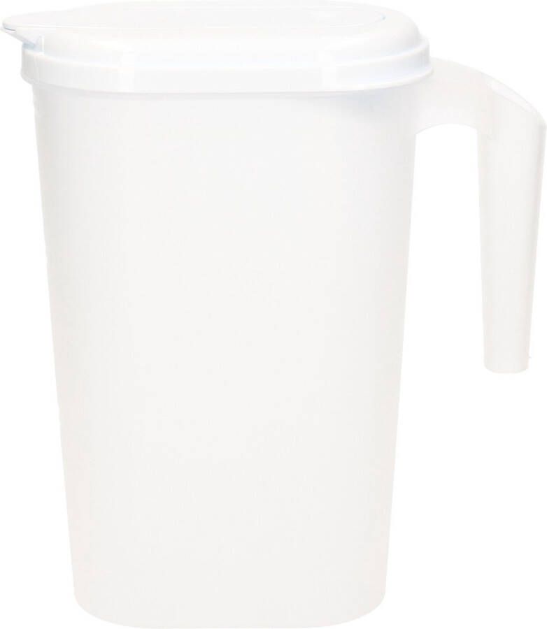 Merkloos Sans marque Waterkan sapkan transparant wit met deksel 1.6 liter kunststof Smalle schenkkan die in de koelkastdeur past