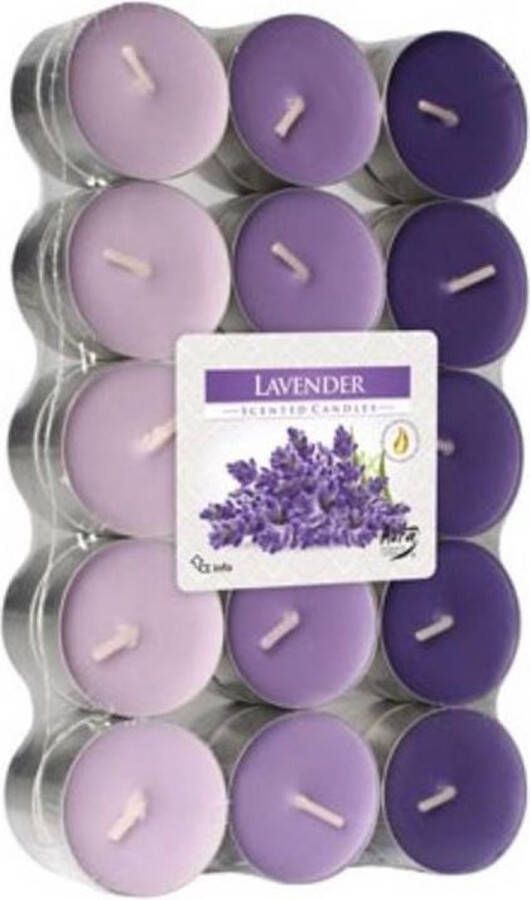 Merkloos Sans marque 30x stuks Waxinelichtjes theelichten lavendel geurkaarsen 4 branduren Woon accessoires kaarsen