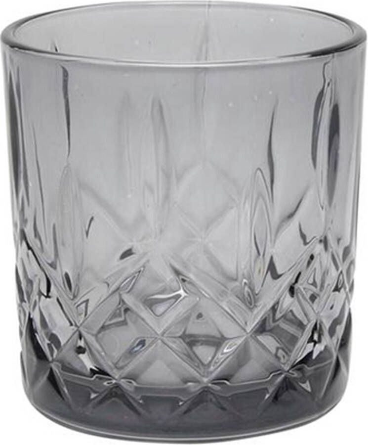 Svenska Living Whiskeyglas drinkglas 345ml antraciet Ø8 1xh8 3cm doos a 6 stuks ( ook als theelichthouder te gebruiken )