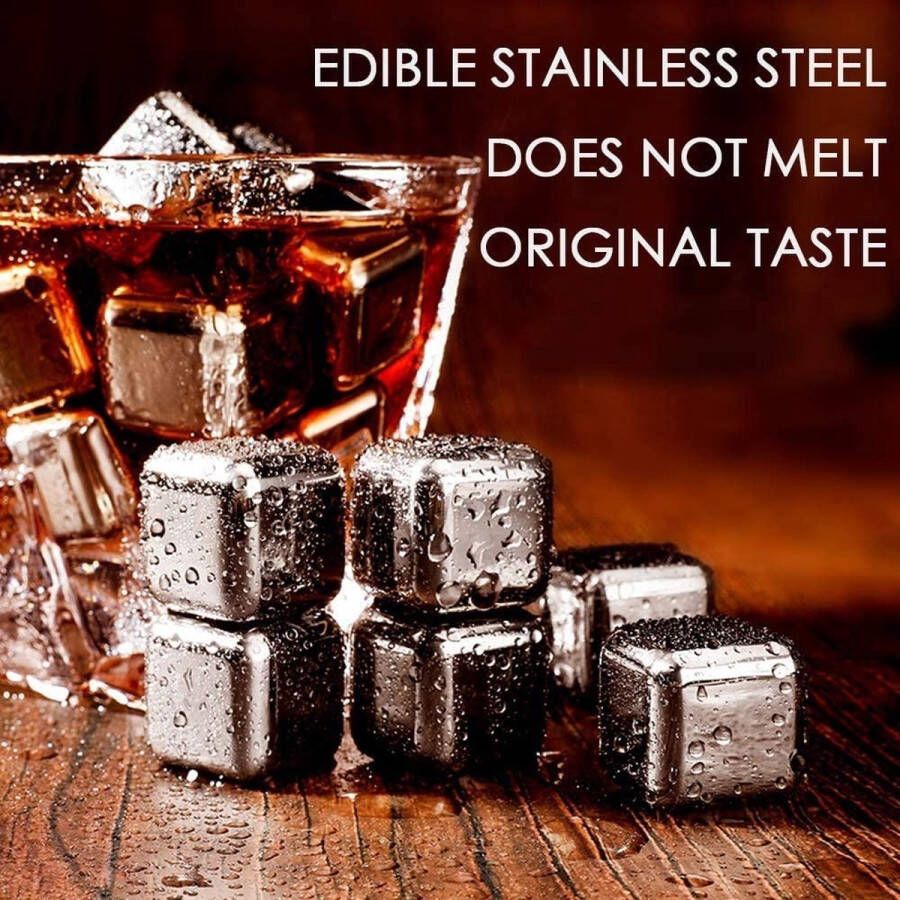 Merkloos Sans marque Whisky Stones Set (8 stuks) Incl. Tang -Herbruikbare ijsblokjes Icecubes met tang 8 Stuks