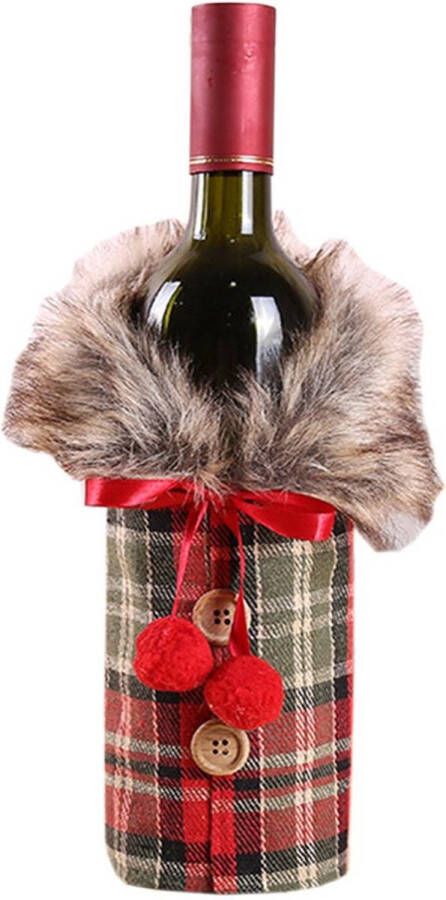 Merkloos Sans marque Wijnfles Decoratie vorm van trui 2 stuks rood Kerstdecoratie Wijnfleshouder