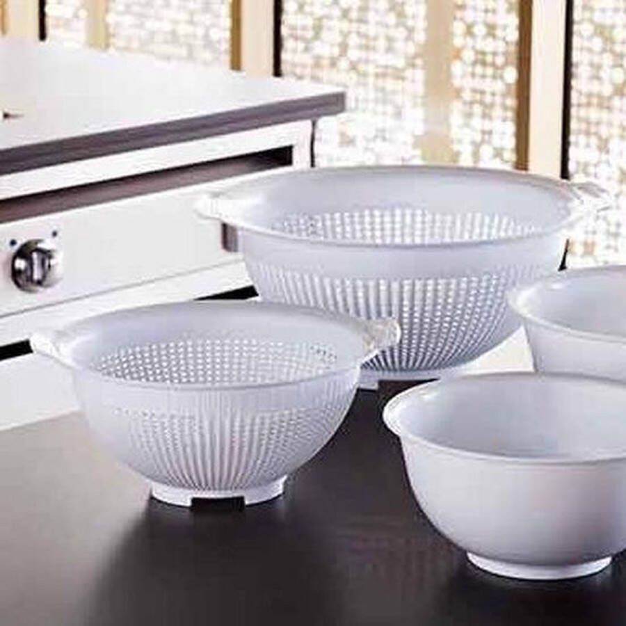 Merkloos Sans marque Witte kunststof vergieten set van 23 en 28 cm Plastic vergieten keuken accessoires Horeca restaurant kwaliteit