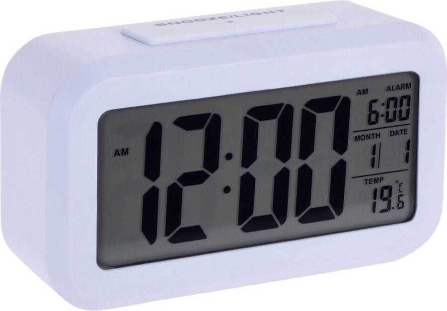 Merkloos Sans marque Witte wekker alarmklok 14 cm met snooze functie Slaapkamer Wekkers klokken op batterijen