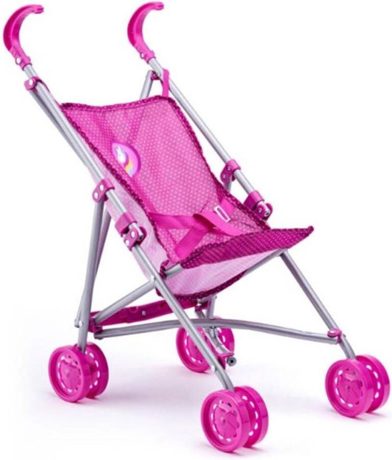 Merkloos Roze poppen buggy met eenhoorn Kinderspeelgoed