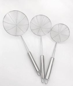 Merkloos Sans marque Wowup Schuimspaan set van 3 | Voedsel zeef | Frituurspaan | Frituurschep | Schuimspaan volledig RVS | Schuimlepel | Vergietlepel | Ophangbaar | Aardappels groente pasta afgieten | Ø11.5 cm & Ø13.5 cm & Ø15.5 cm