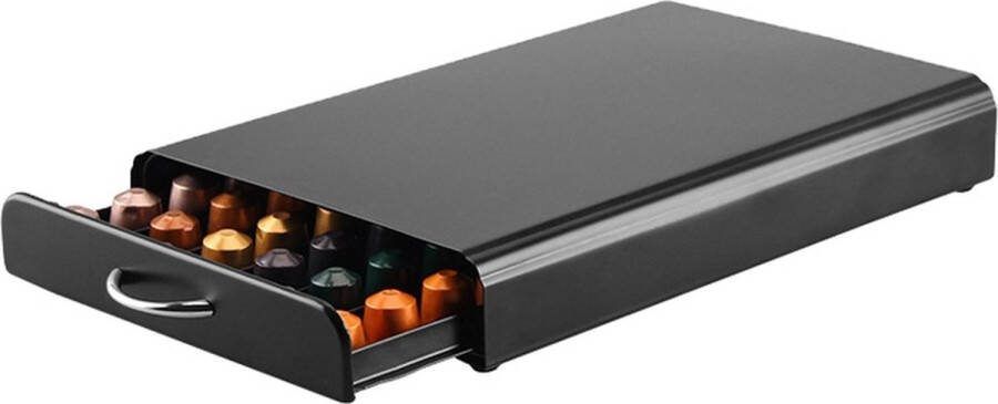 XAPTOVi XXL 60 Cups Capsule Houder met lade Voor Nespresso Cups Espresso Koffie Pad RVS Cups -van Zwart Metaal