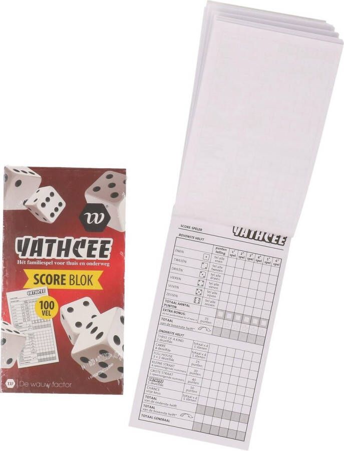 Merkloos Sans marque Yahtzee Scoreblok | In Dobbelspellen | 100 Vellen | Bedoeld voor Volwassenen en Kinderen