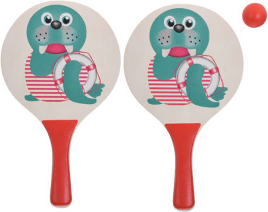 Merkloos Sans marque Zeehond beachball set voor kinderen Strand balletjes Rackets batjes en bal Tennis ballenspel