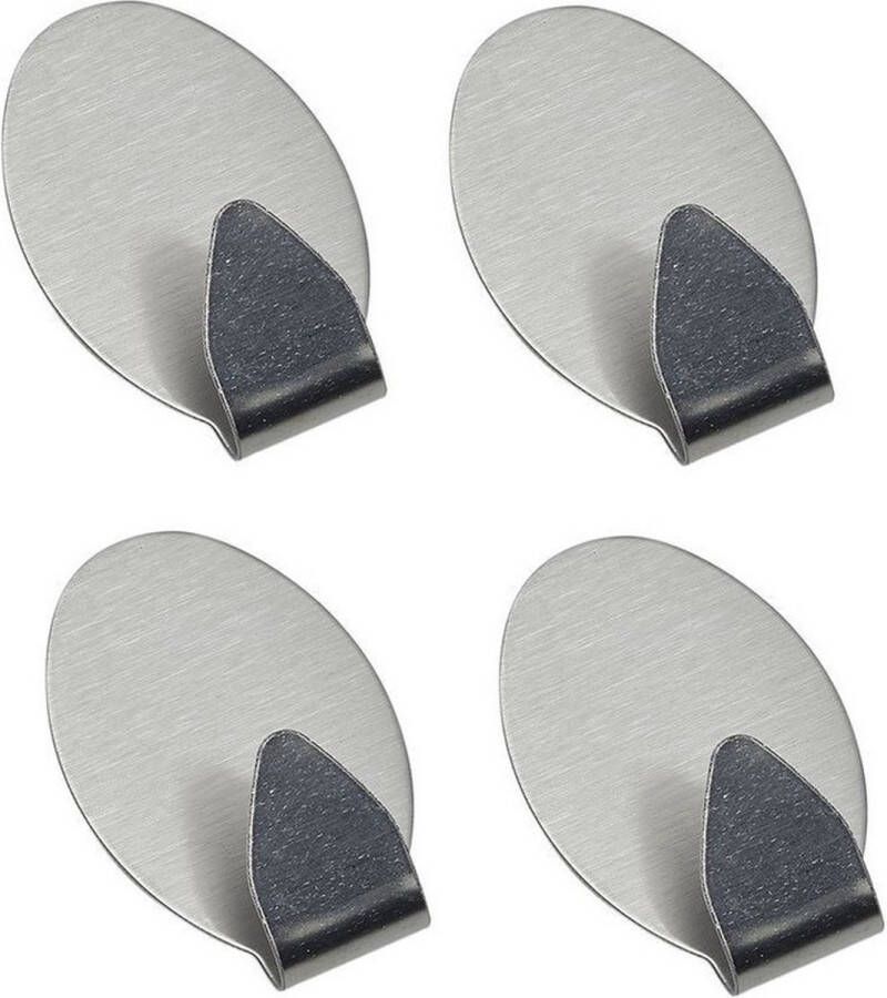 Zelfklevende ophanghaakjes 4x ovaal RVS 5 x 3 cm