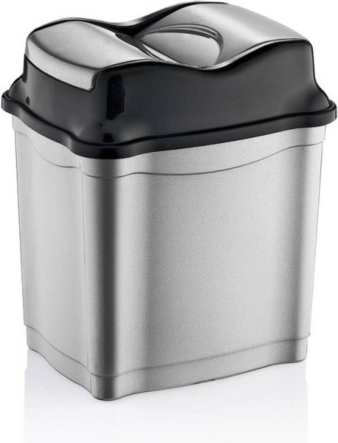 Merkloos Sans marque Zilver zwarte vuilnisbak vuilnisemmer kunststof 28 liter Vuilnisemmers vuilnisbakken prullenbakken Kantoor keuken prullenbakken