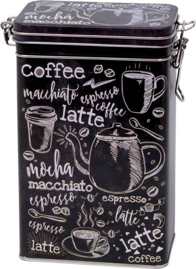 Merkloos Sans marque Zwart rechthoekig koffieblik bewaarblik 19 cm Koffie voorraadblikken Koffiepads koffiecups voorraadbussen
