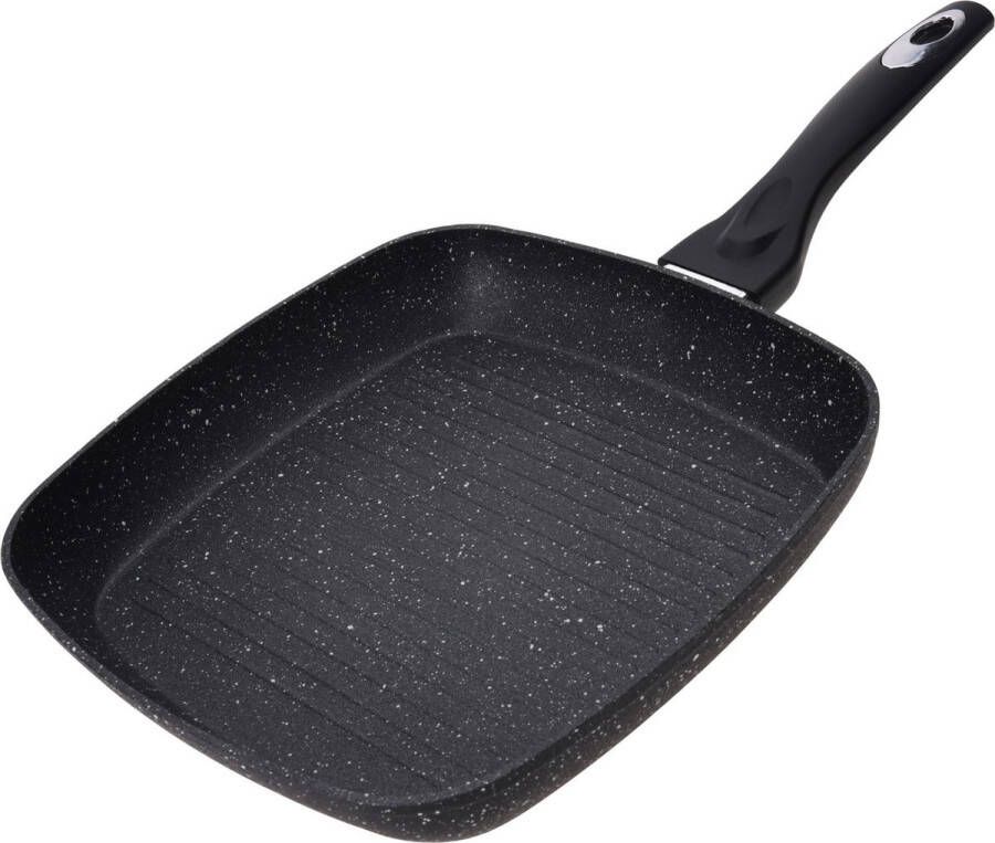 Merkloos Sans marque Zwarte grilpan met anti-aanbak laag 26 cm Keukenbenodigdheden Kookbenodigdheden Koken Vlees braden Pannen Aluminium grillpannen koekenpannen