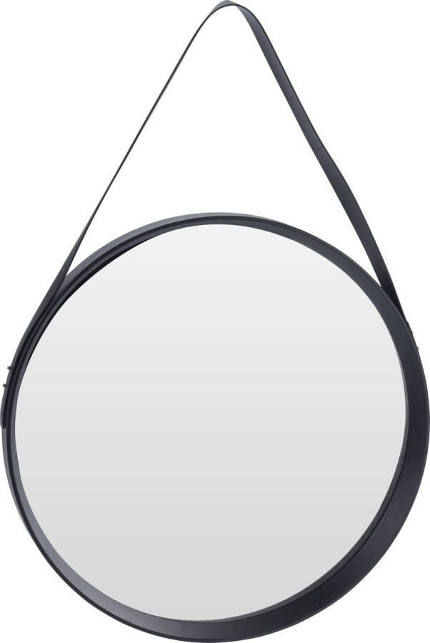 Merkloos Sans marque Zwarte ronde decoratie wandspiegel 51 cm Industriele spiegel voor in de hal badkamer of toilet