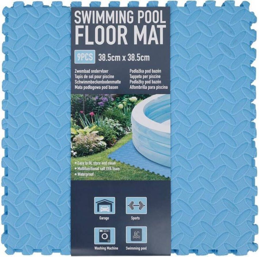 Zwembad tegels ondervloer blauw 9 delig 38 5x38 5 cm