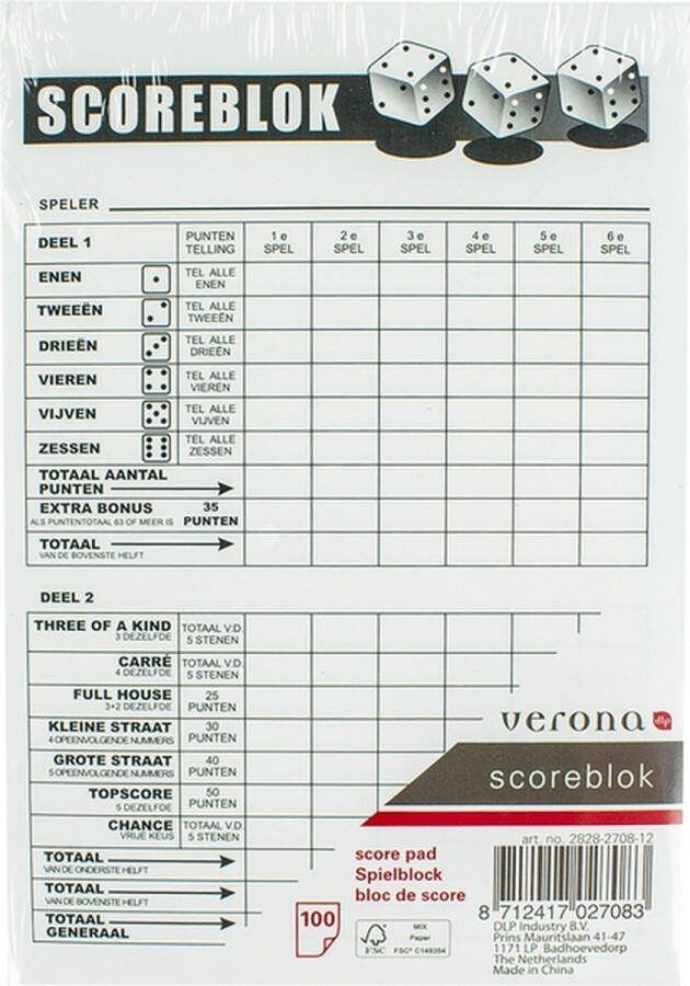Overig DLP Scoreblok voor Yahtzee