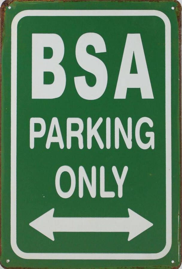 Wandbord BSA parking only -20x30cm