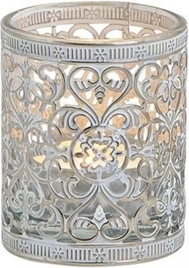 Merkloos Sans marque Windlicht theelicht houder zilver antiek 7 cm Woonaccessoires woondecoraties kaarsenhouders