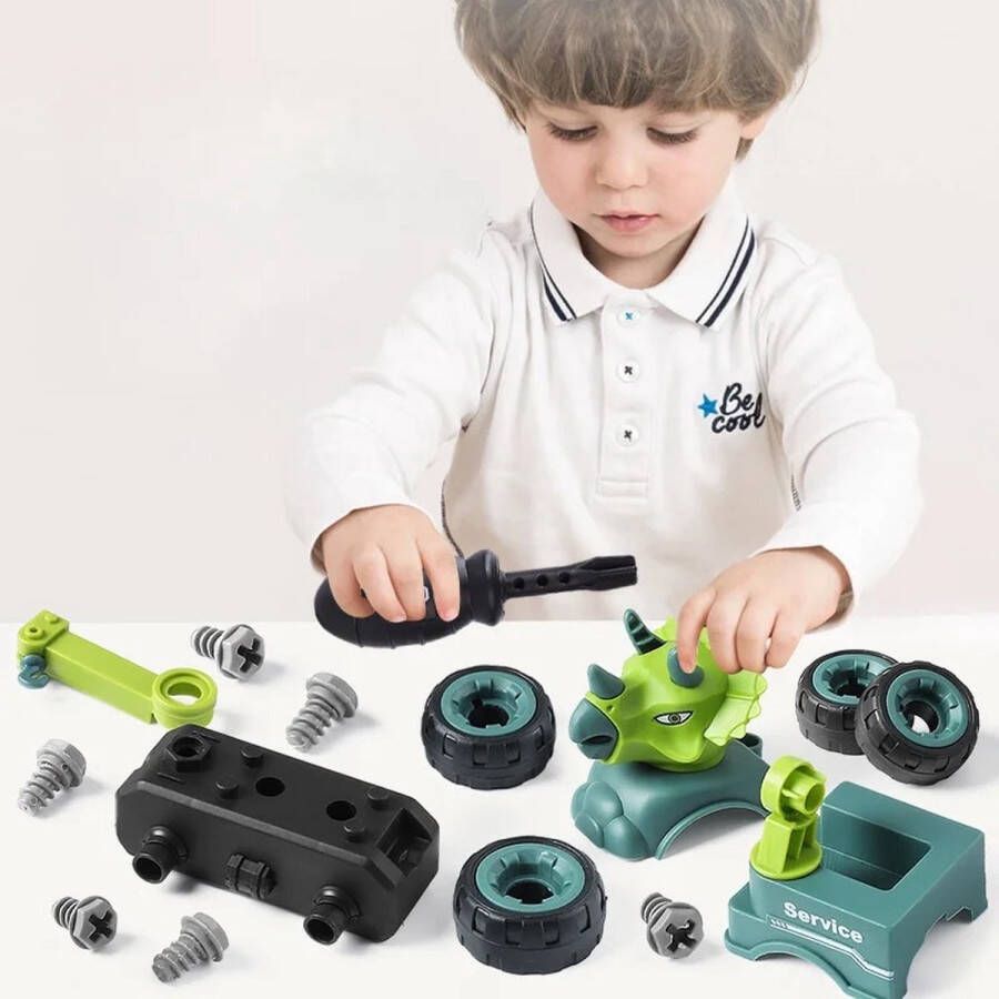 Diversicus Bouwvoertuigen Dino speelgoedset met bijgeleverde schroevendraaier bouwset kinderspeelgoed educatief speelgoed