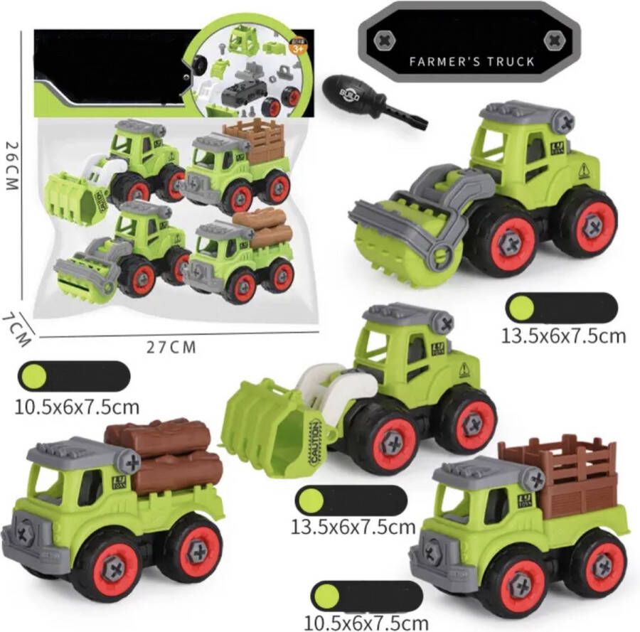 Diversicus Bouwvoertuigen speelgoedset met bijgeleverde schroevendraaier bouwset kinderspeelgoed educatief speelgoed