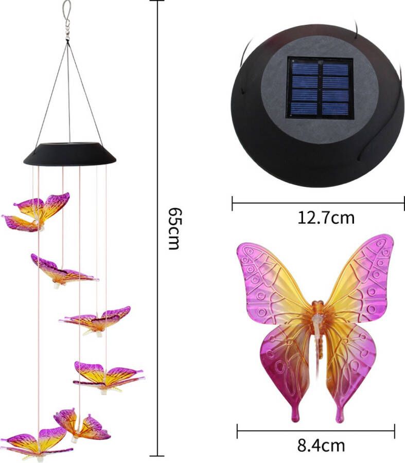 Diversicus LED Solar vlinder | Zonnevlinder Windgong Waterdichte Tuinverlichting zonne-energie lamp | Sfeervolle solar lantaarn | Waterbestendige solar lamp | Voor binnen en buiten | | ECO-LED vlinder