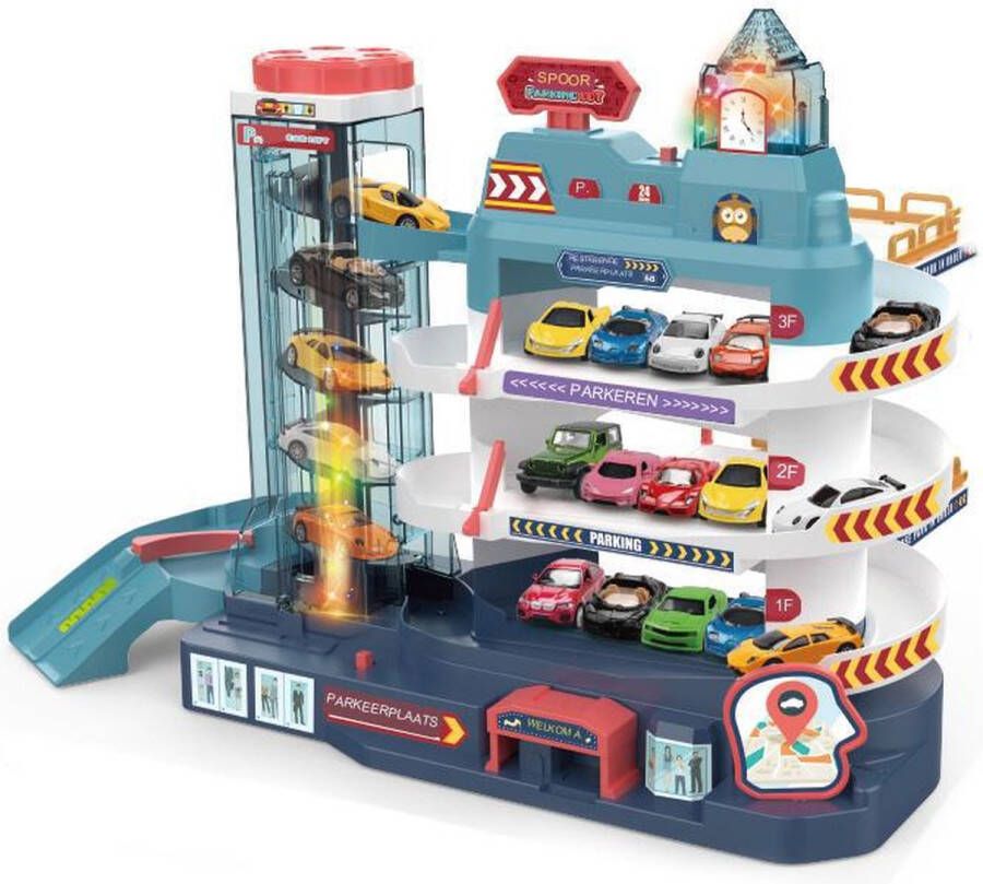 Diversicus Parkeergarage 3 verdiepingen – auto avonturenpark educatief speelgoed speelgoedgarage racebaan meerdere verdiepingen
