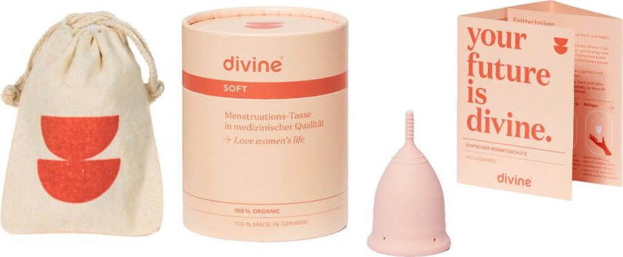 DivineCup menstruatiecup Pretty in Pink maat L soft