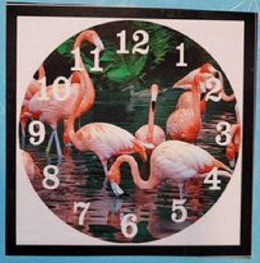DIY Diamond Painting klok om te painten Flamingo's