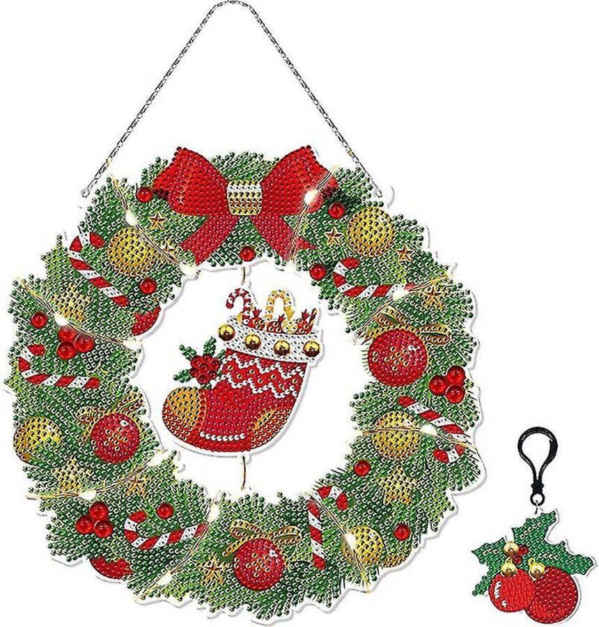DIY Diamond painting krans Wall hanging met extra sleutelhanger Kerst