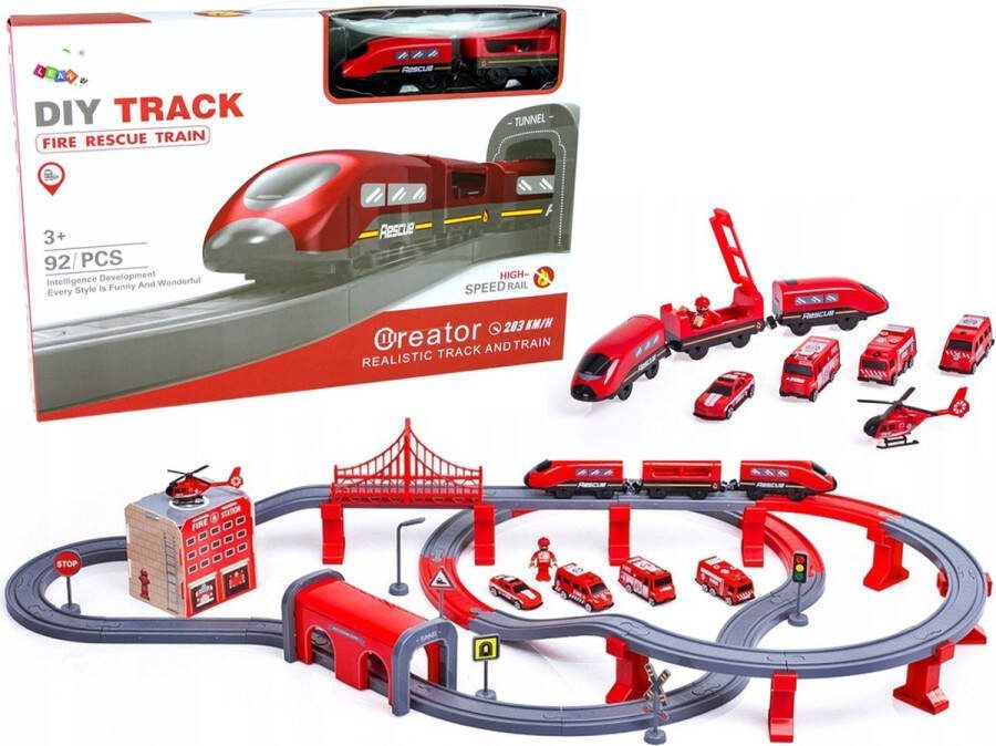 DIY Track Rode Elektrische Trein Set Treinen & Treinbanen Elektrische Trein Inclusief Treinspoor 66 stuks
