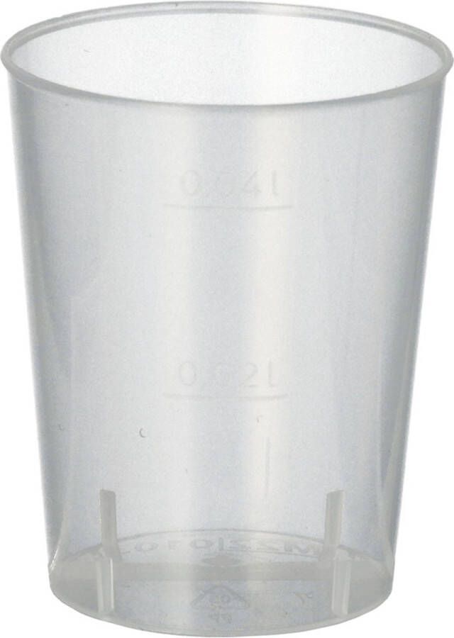 DIZZ SHOTGLAASJES 40ML STEVIG PP RECYCLED onbreekbaar!! 100 stuks reusable