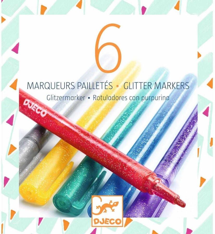 Djeco kleuren 6 Glitter Markers Classic