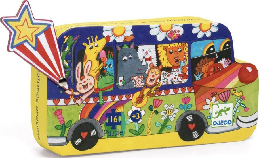 Djeco de regenboogbus puzzel (16 stukjes)