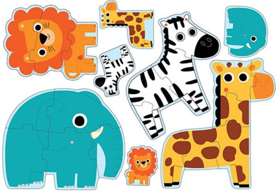 Djeco Diertjes uit de zoo 4 puzzels 3 4 5 en 6 stukjes