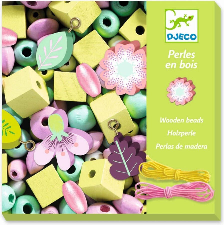 Djeco Houten Parels Bloemen en Blaadjes 4+