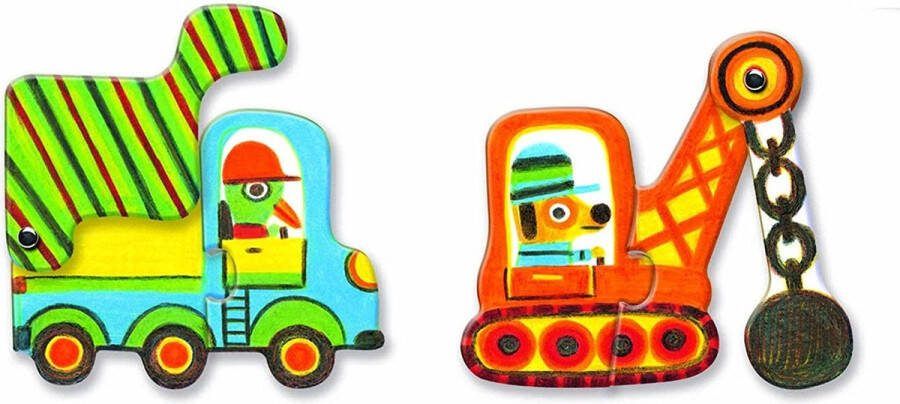 Djeco Puzzel duo Bewegende auto's 6 x 2 stukjes