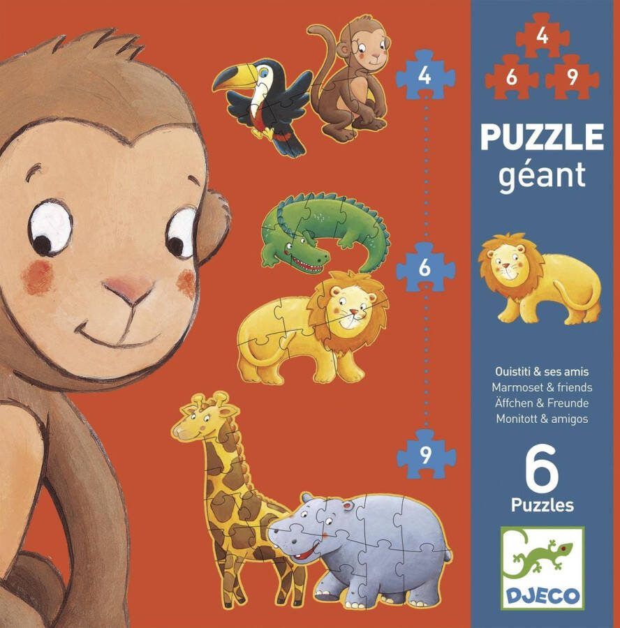 Djeco Set van 3 puzzels Marmoset & Friends