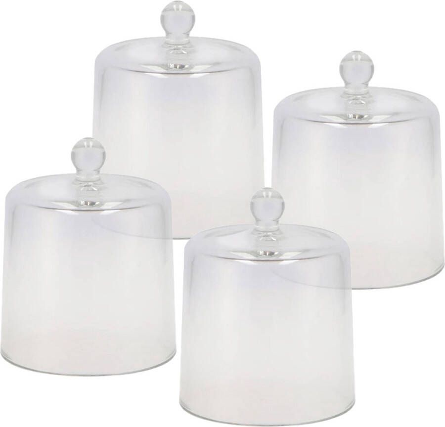 DK design amuse cloche 4x stuks transparant glas D11 x H13 cm hapjes stolp amuseschaaltje